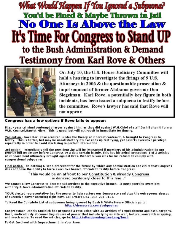 Flyer for Moment Rove Refuses His Subpoena 
