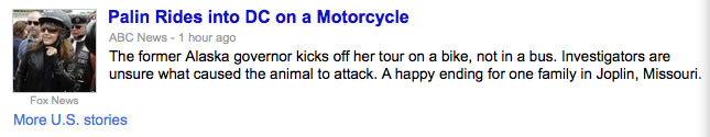 Best Palin Story Ever - Courtesy of Google News